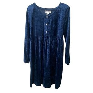 Rampage Crushed Blue Velvet Vintage Midi Dress